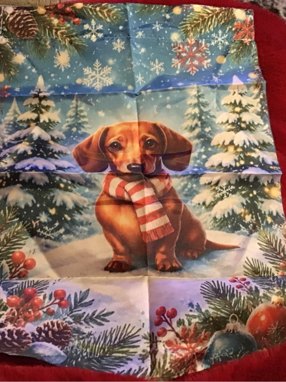 Festive Dachshund Dog Bandana Scarf mini garden flag